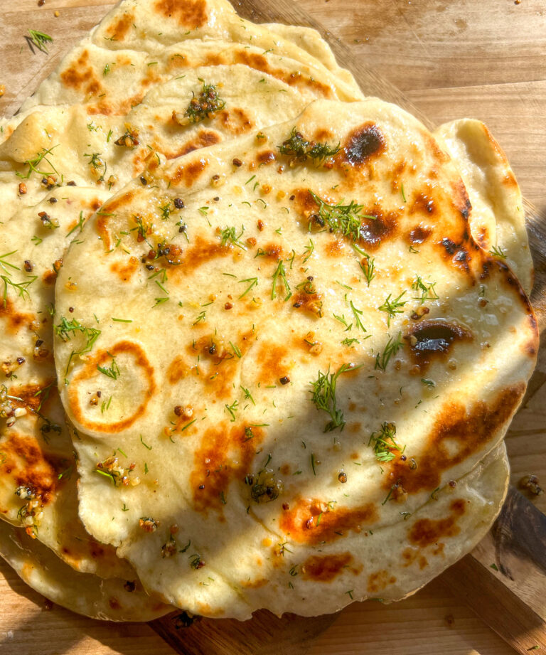 Homemade Naan with Garlic Dill Butter