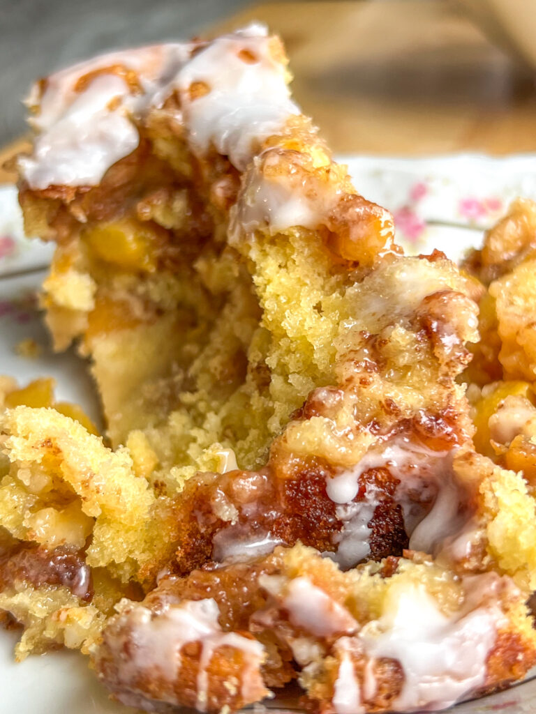 Peach Fritter Loaf Cake