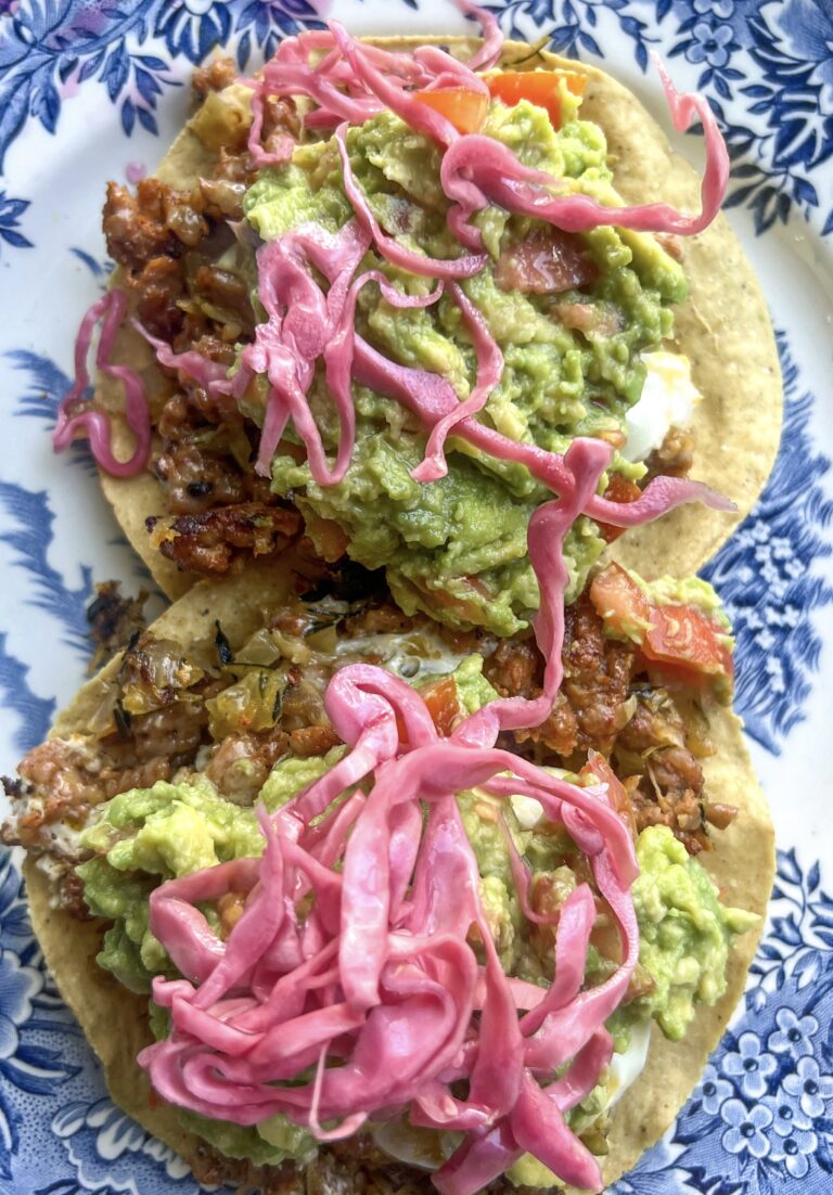 Chorizo Zucchini Breakfast Tostadas