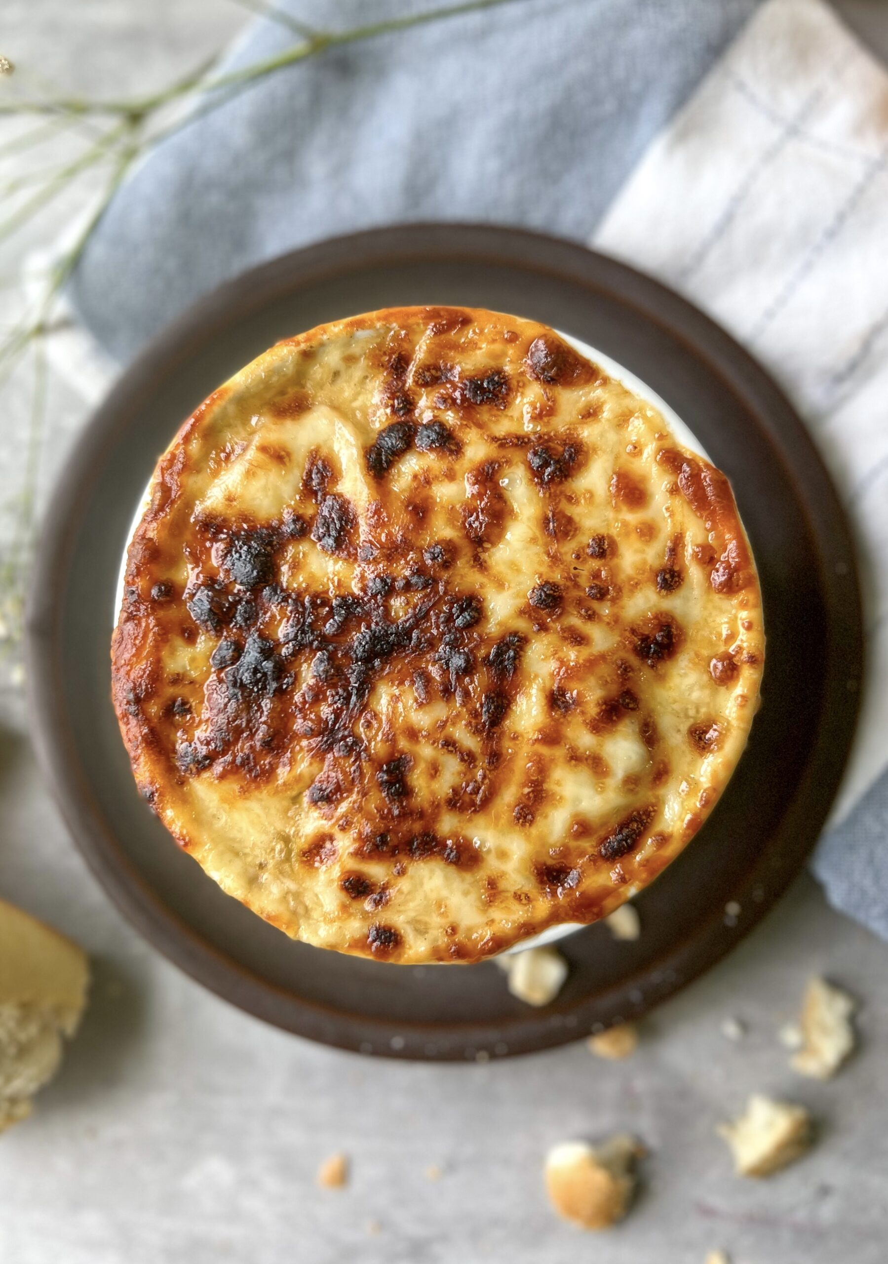 broiled cheese on french onion soup