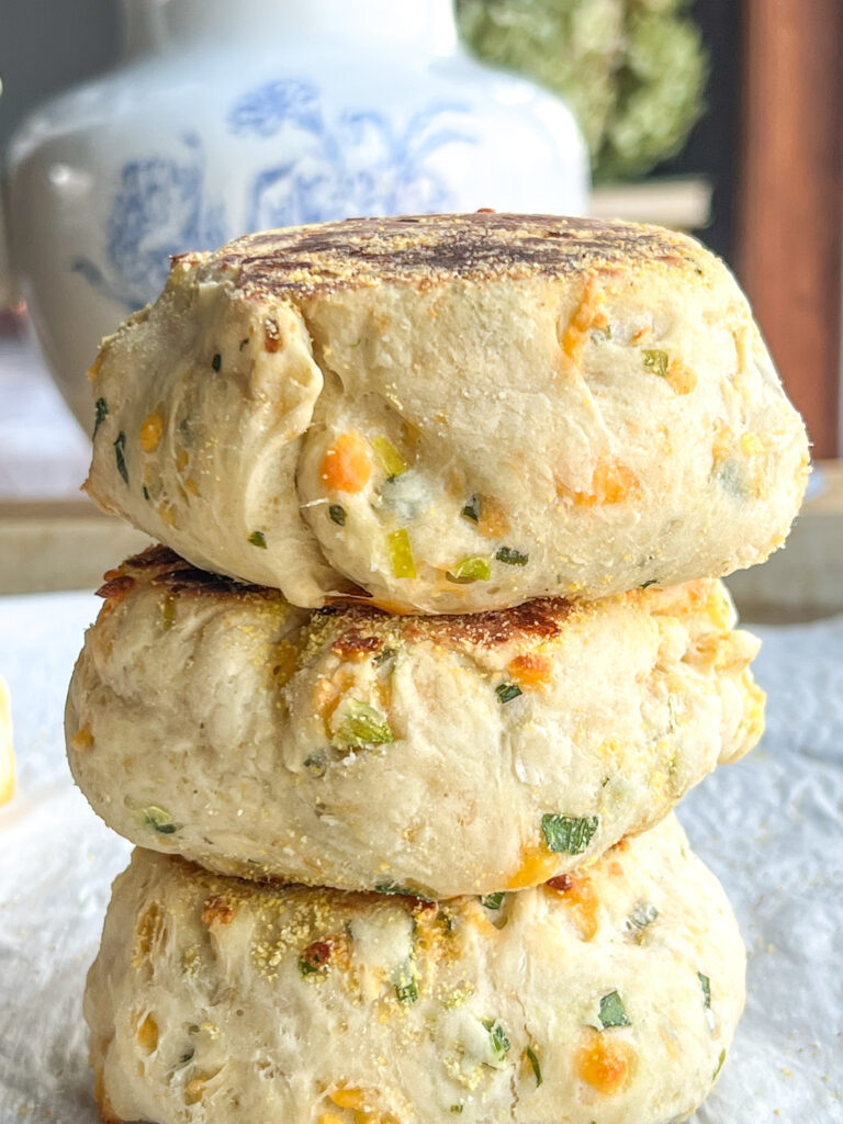 Scallion Cheddar English Muffins