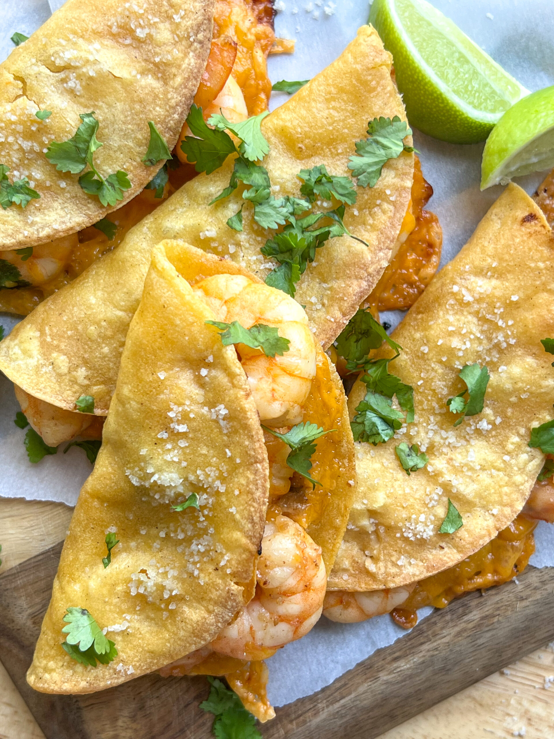 honey lime shrimp tacos in homemade corn tortillas
