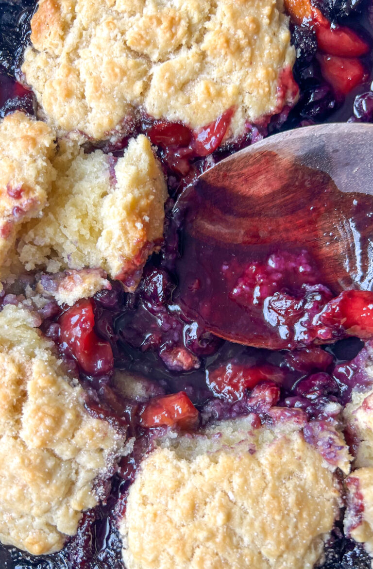 Blueberry Peach Skillet Cobbler