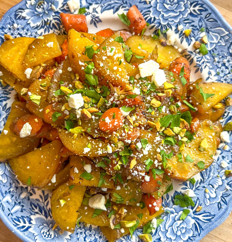 Golden Beets & Carrots with Feta + Pistachios