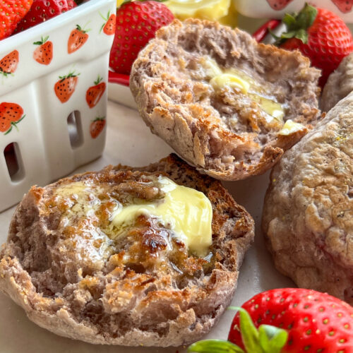 well buttered strawberry shortcake english muffin