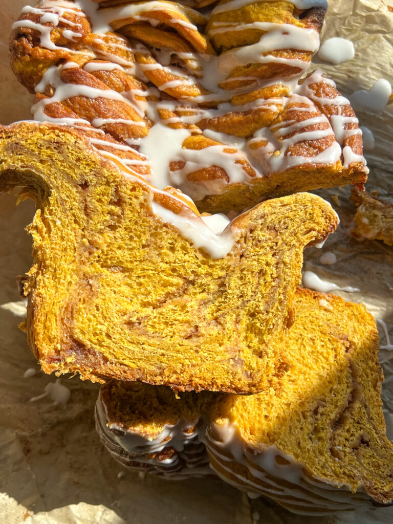 Pumpkin Brioche Cinnamon Roll Braided Bread