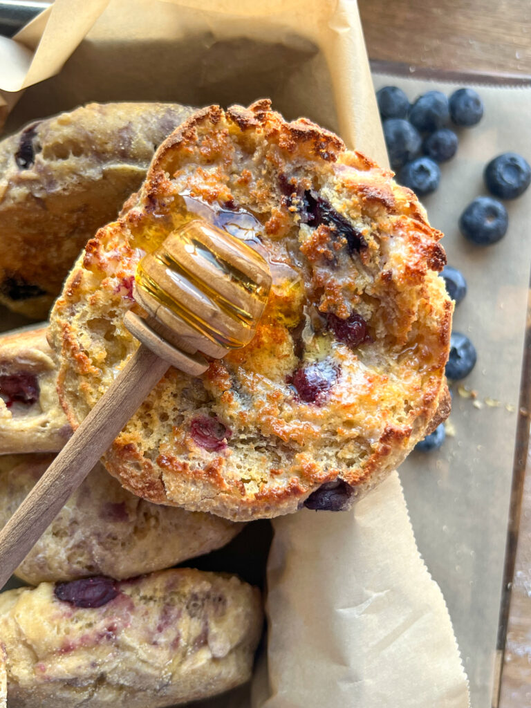 Blueberry Honey Cornbread English Muffins