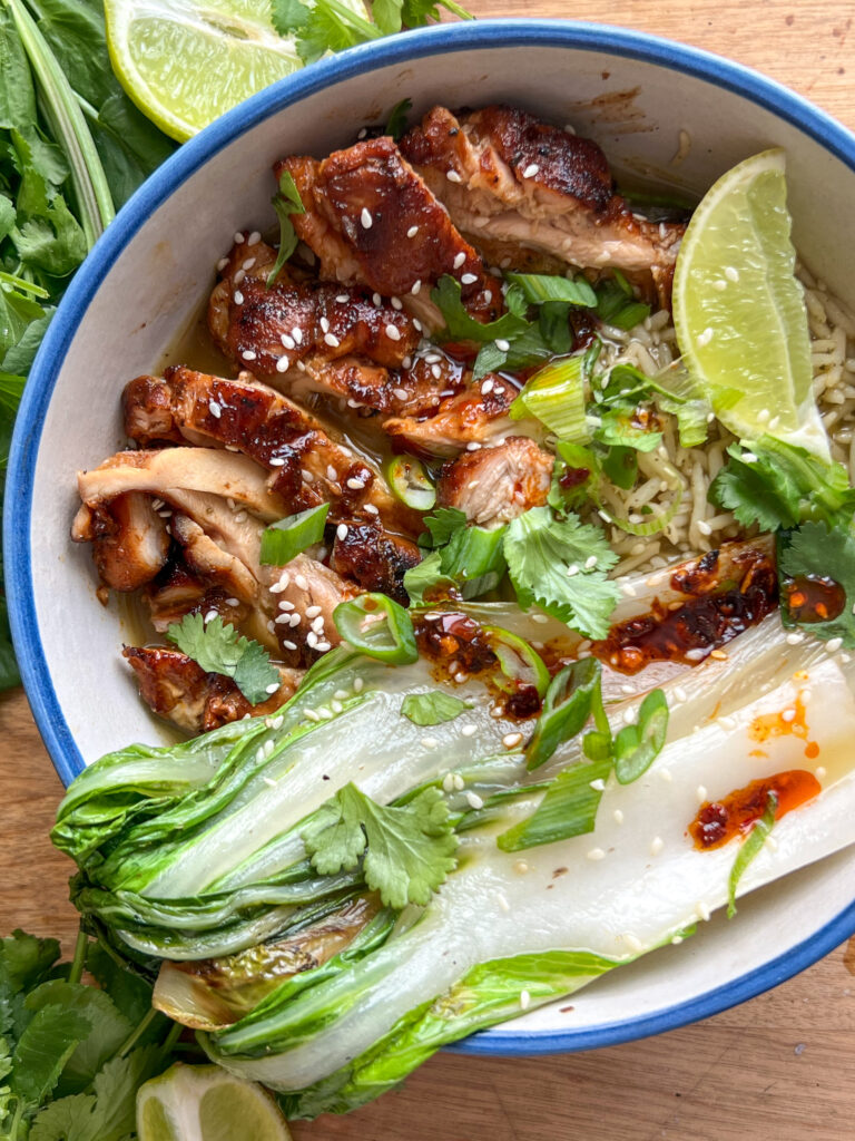 Honey Glazed Chicken “Brothy Rice” Bowl
