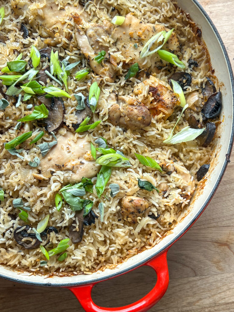 One Skillet Herbed Chicken & Rice