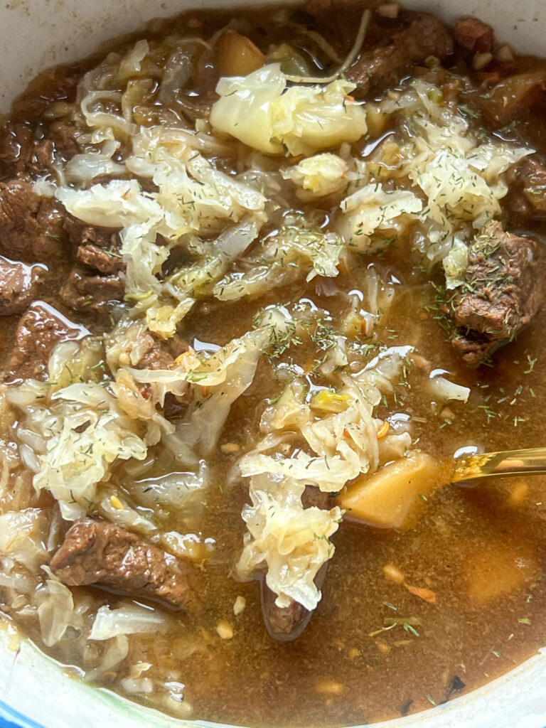 Rustic Slow-Simmered Venison Stew with Bacon, Potatoes & Sauerkraut